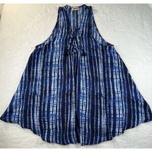 Show Me Your MuMu Dress Womens Sz M Rancho Mirage Lace-up Mini Indigo Rain Beach